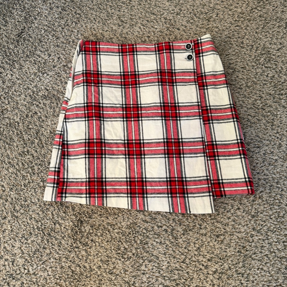 Blue Rain Red and White Plaid Mini Skirt